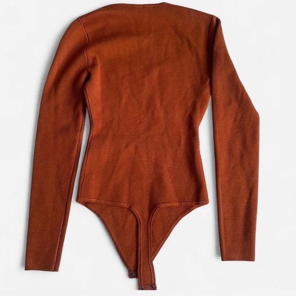 Abercrombie & Fitch NEW Sweater Bodysuit Burnt Orange Rust Thong Back Sz XS - Picture 4 of 7
